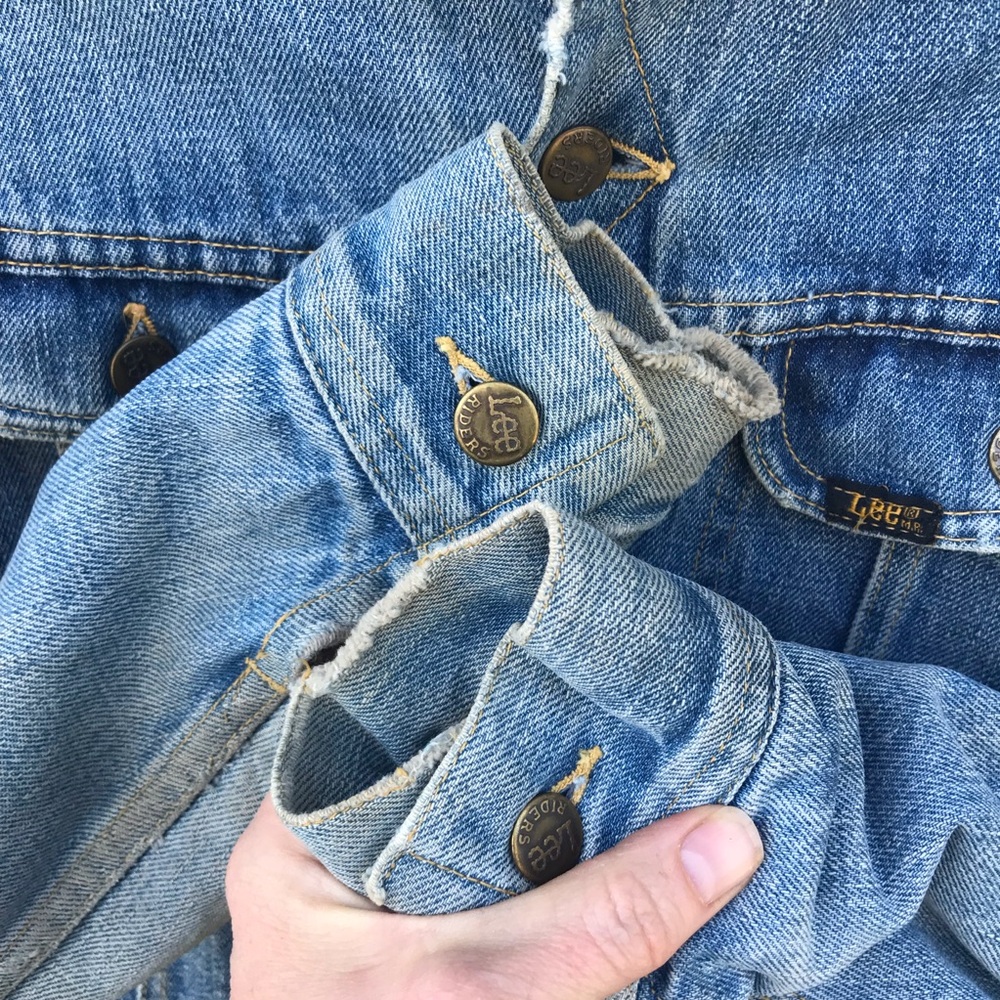 Vintage 60s-70s Lee Storm Rider Blanket Lined Denim Trucker Rancher Jacket S-M - Picture 6 of 10